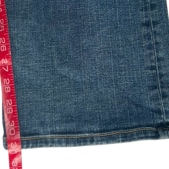 bebe Vintage Mid Rise Flare Leg Denim Jeans USA SZ 30 Tan Suede Back Logo Y2k - Picture 11 of 16
